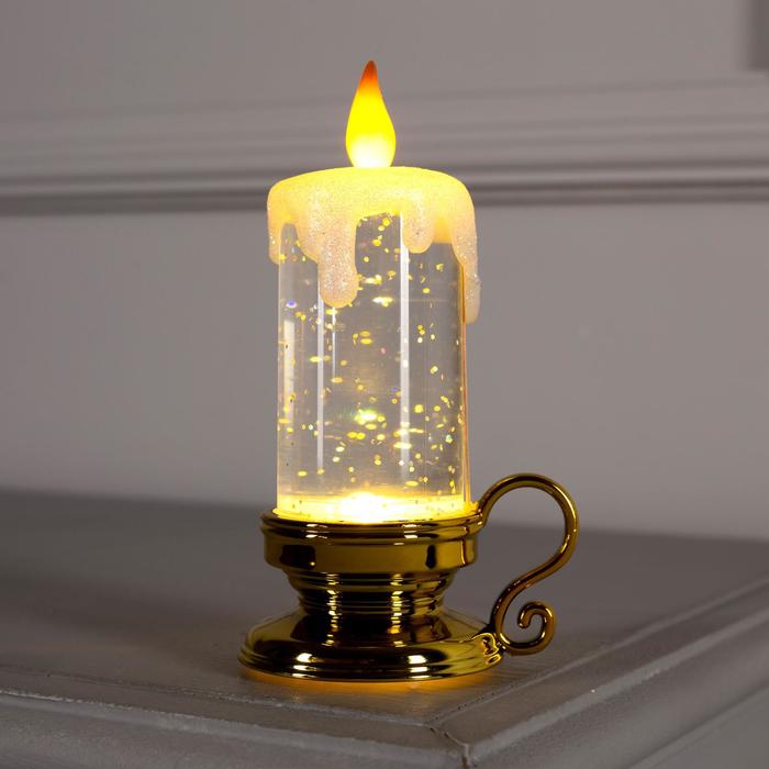 фото Светодиодная фигура золотистая свеча 7х15х7 см ag13х3 тёплый белый luazon lighting