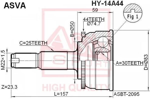 

Шрус Наружный 30X50x25 ASVA HY14A44
