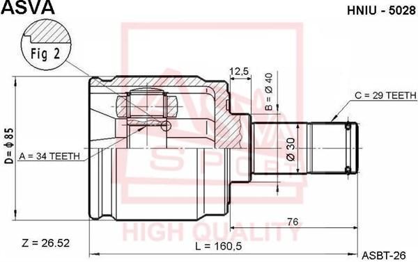 

Шрус Внутренний Левый 34X40x29 ASVA HNIU5028