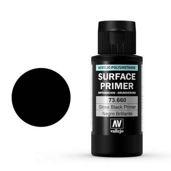 фото Краска для моделизма vallejo metal color gloss black primer 60ml.