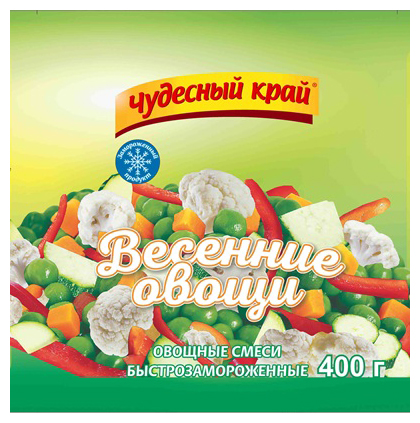 

Овощная смесь Кантарелла Чудесный край Весенние овощи резаные быстрозамороженные 400 г