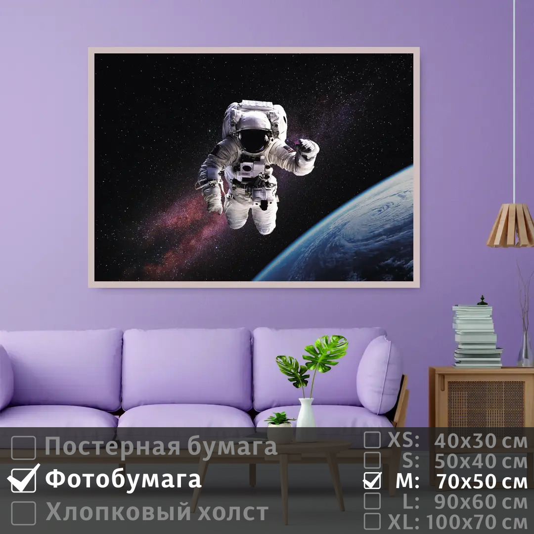 

Постер на фотобумаге ПолиЦентр Астронавт в открытом космосе 70х50 см, АстронавтВОткрытомКосмосе