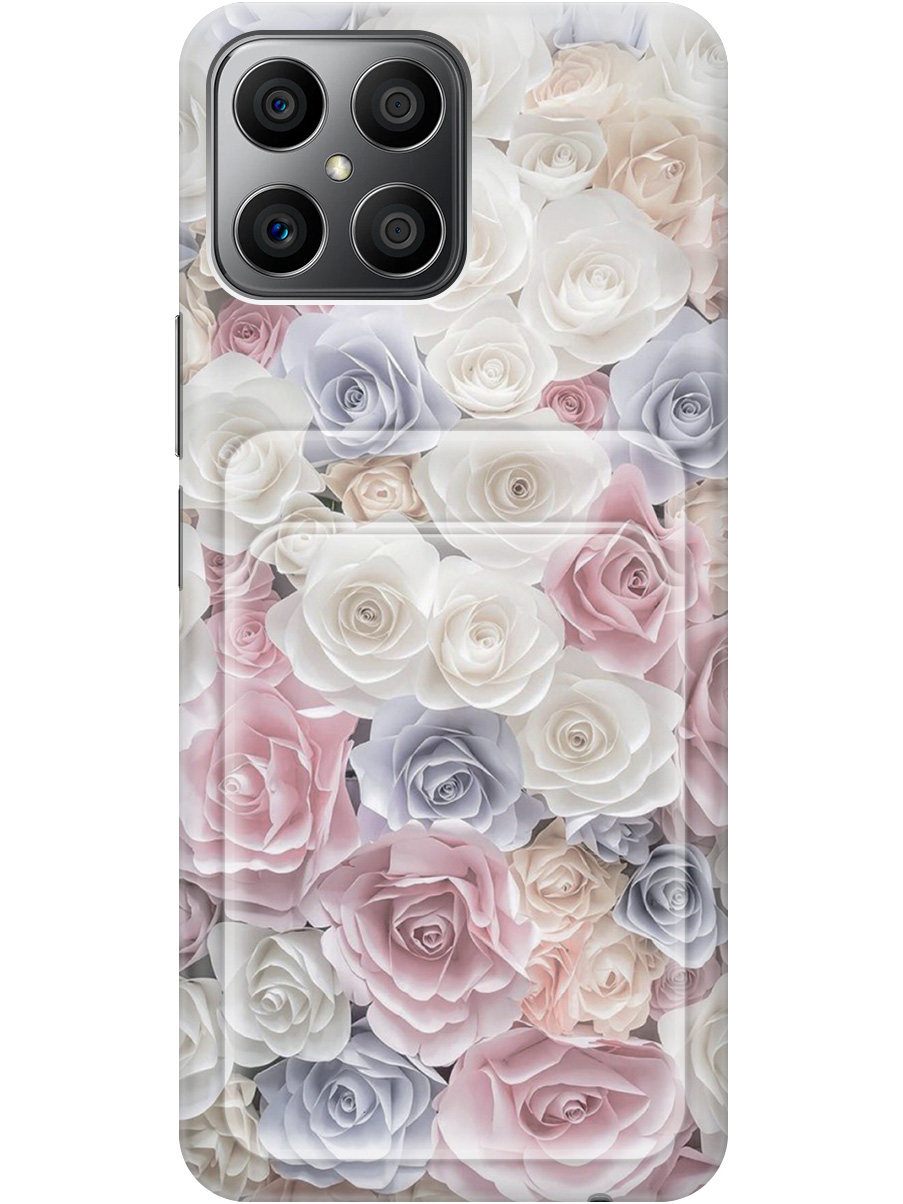 

Силиконовый чехол на Honor X8 с рисунком "Пастельные розы", Белый;розовый;серый, 20012031