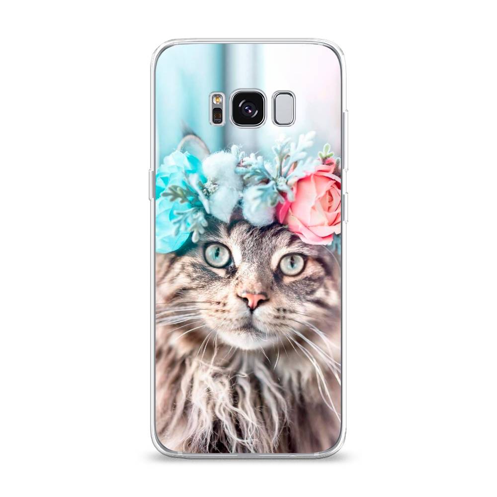 

Чехол Awog на Samsung Galaxy S8 "Кот в венке", Серый;голубой;розовый, 24750-2