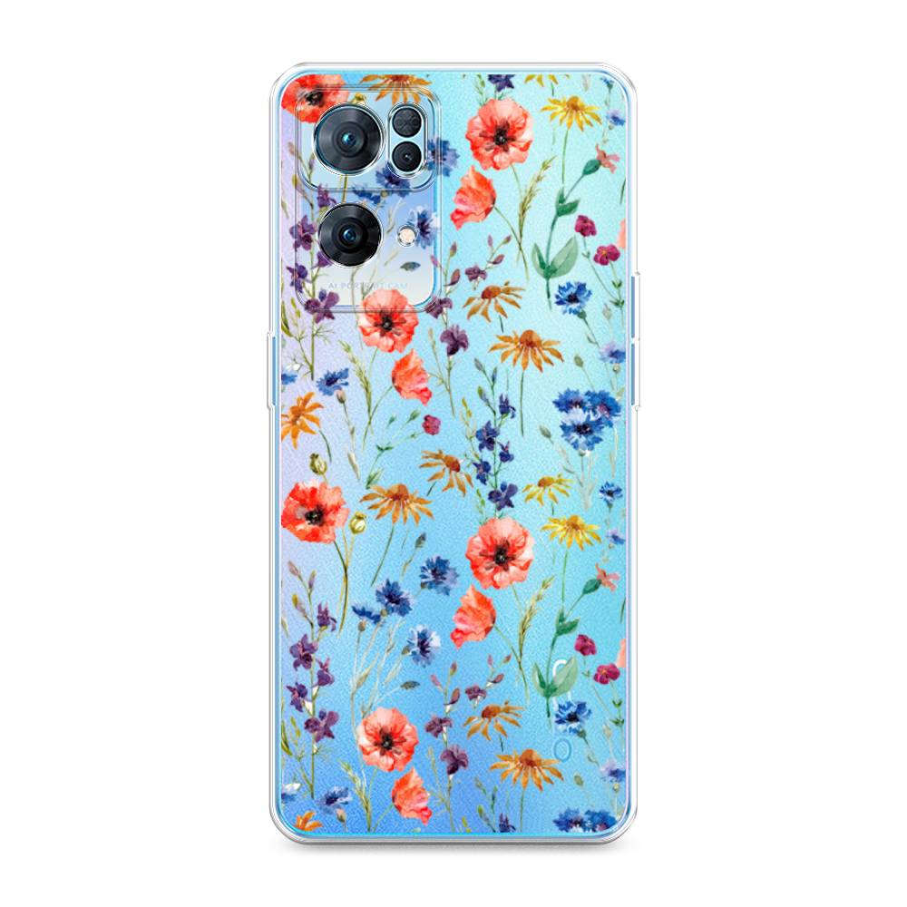 

Чехол Awog на Oppo Reno 7 Pro "Маки и васильки фон", 258250-8
