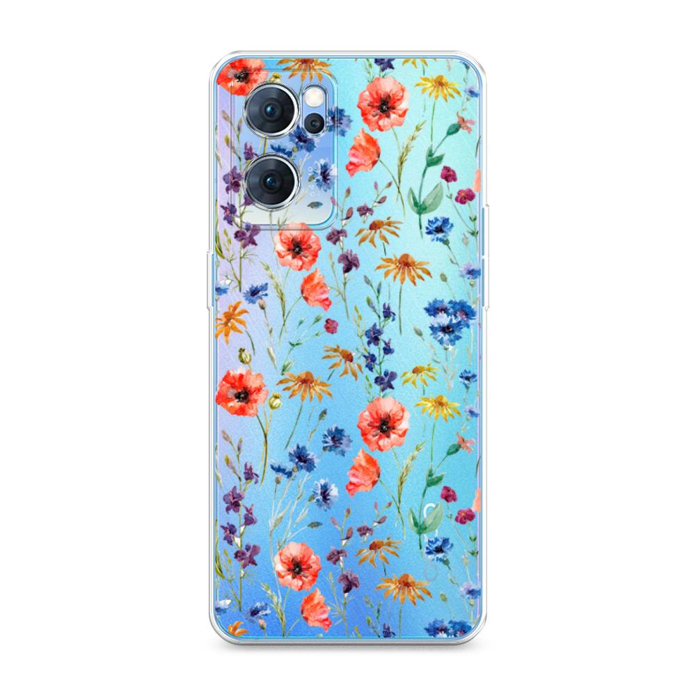 

Чехол Awog на Oppo Reno 7 5G "Маки и васильки фон", 258150-8