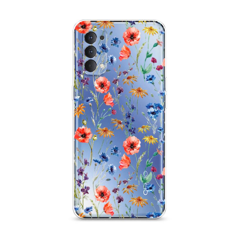 

Чехол Awog на Oppo Reno 4 4G "Маки и васильки фон", 259450-8
