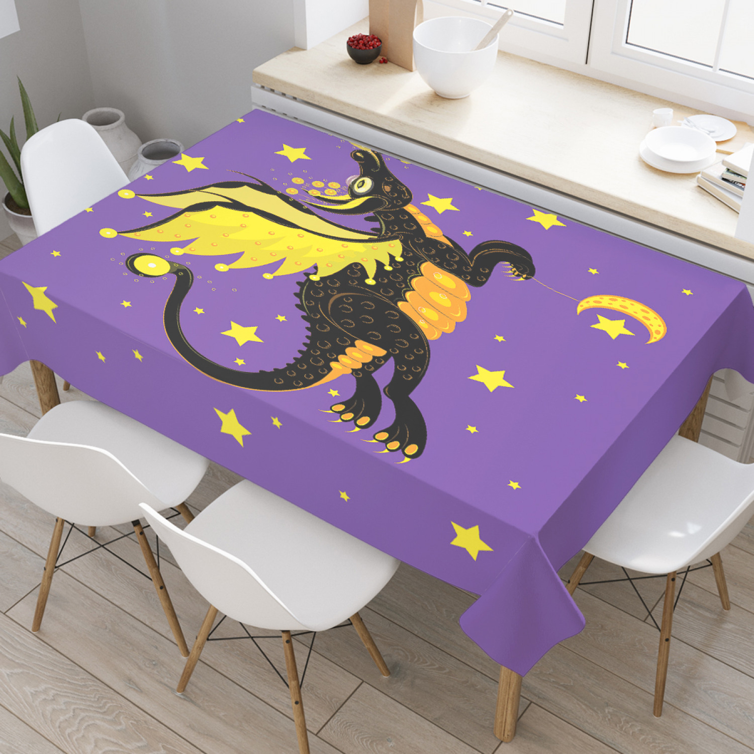 

Скатерть прямоугольная JoyArty "Ночной полет на драконе" из оксфорда, 180x145см, Фиолетовый, Ночной полет на драконе