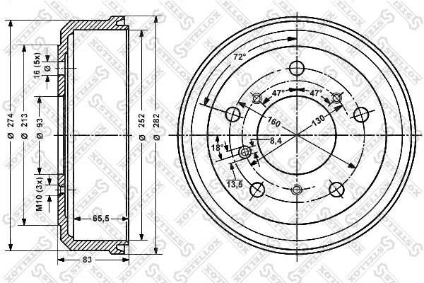 

Тормозной барабан STELLOX 6026-4705-SX