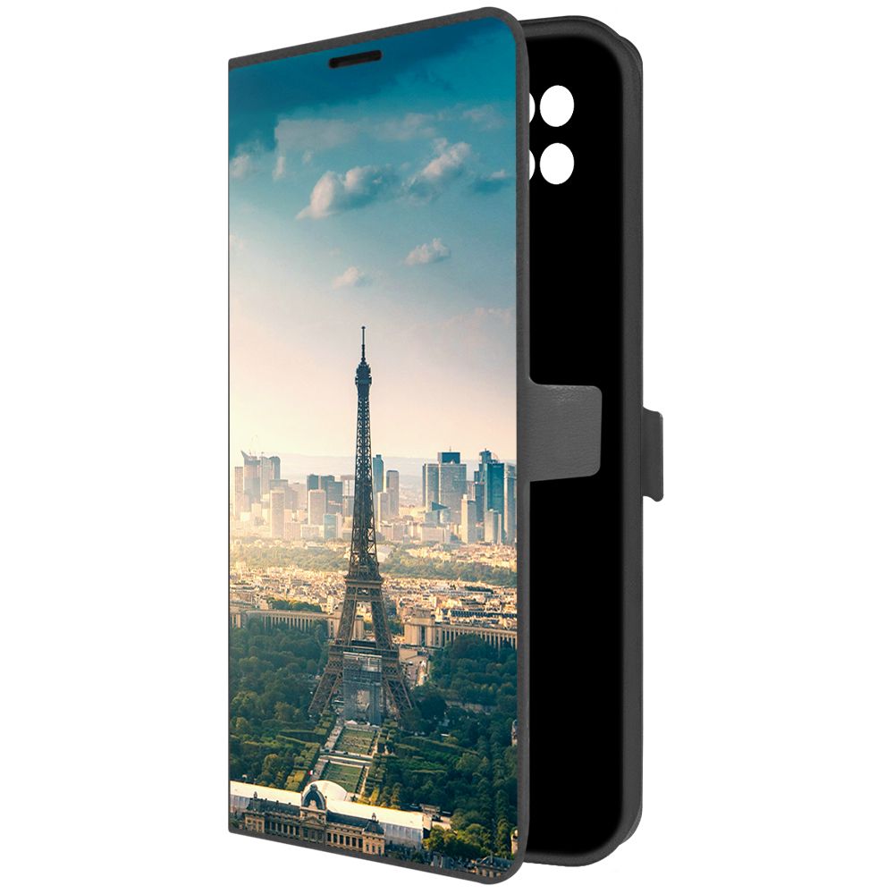 

Чехол-книжка Krutoff Eco Book для Xiaomi Poco C40 Франция, Эйфелева Башня (черный)