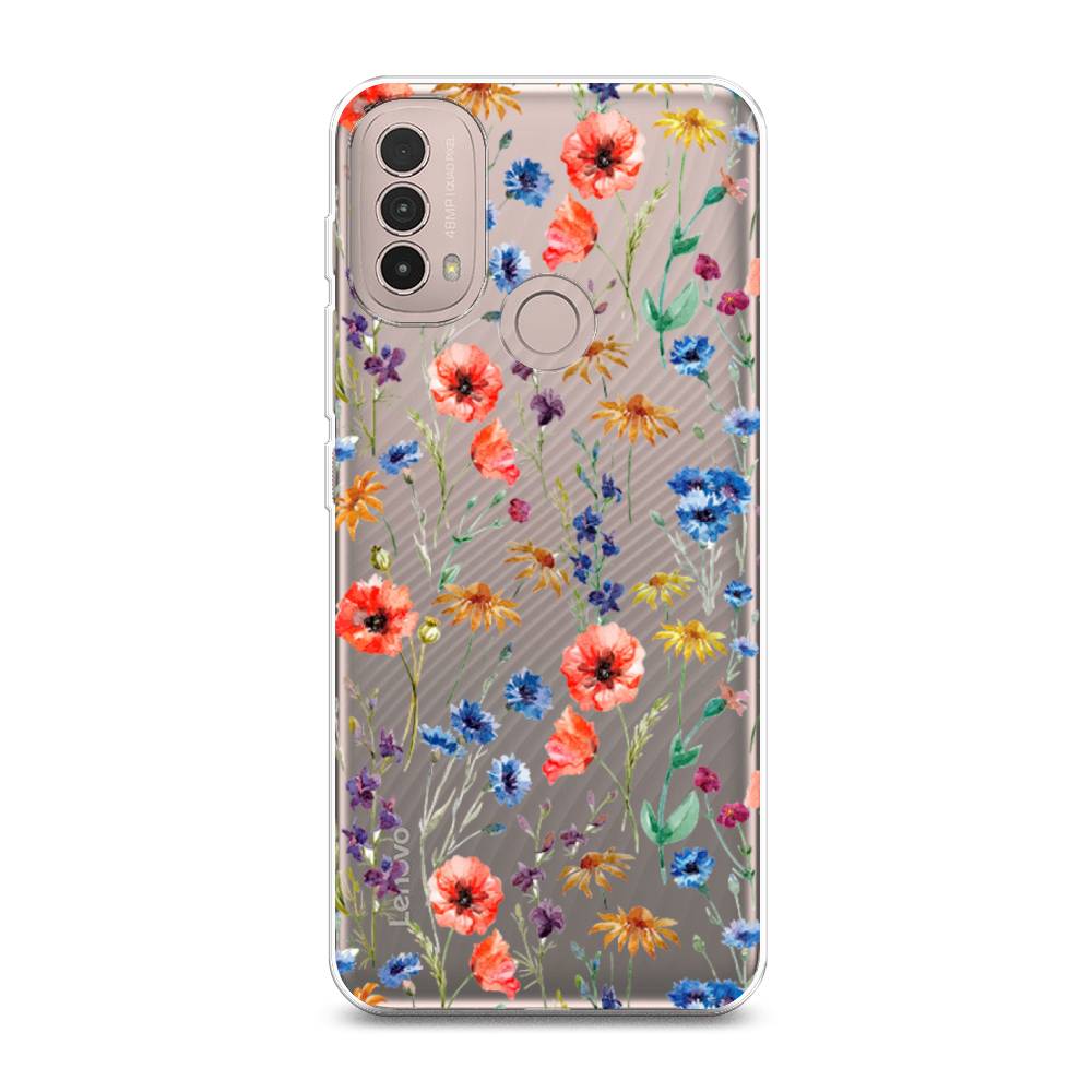 фото Силиконовый чехол "маки и васильки фон" на motorola moto e40 awog
