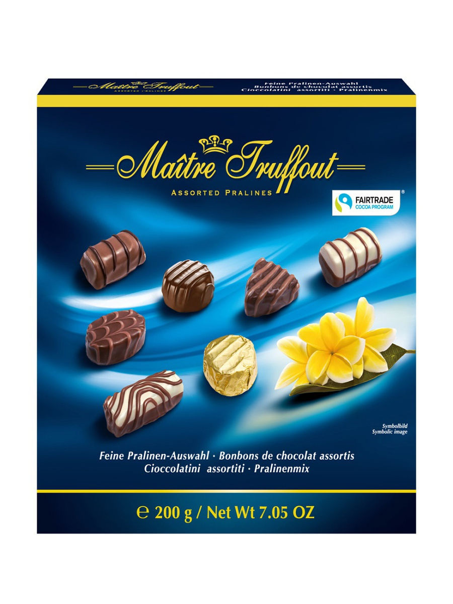 

Шоколадные конфеты Maitre Truffout ассорти с пралиновой начинкой 200 г