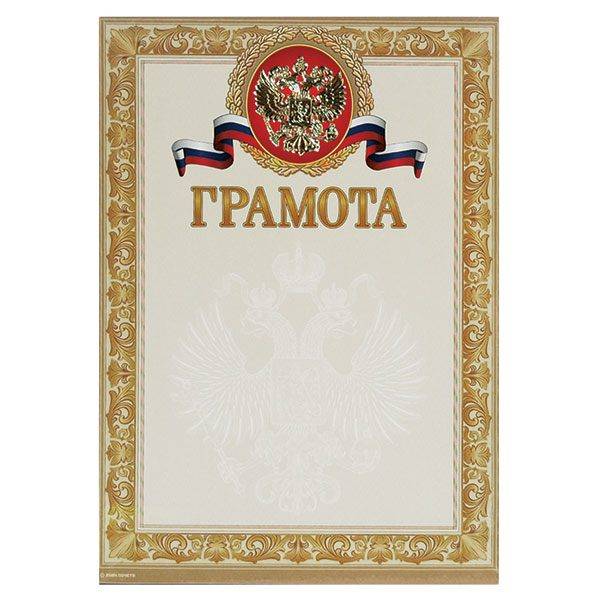 

Грамота ГРАМОТА А4 тисн. фольгой