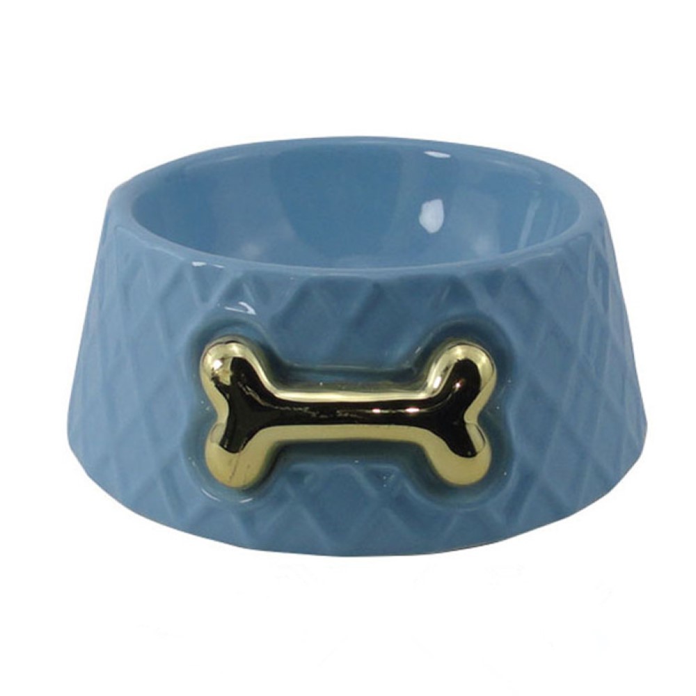 

Миска для животных FOXIE Golden bone, синий, керамика, 17х17x7 см, 400 мл