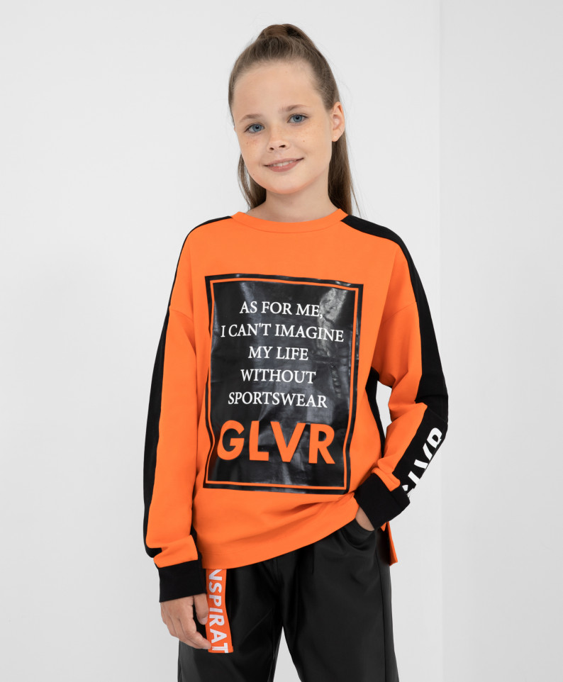 фото Футболка для девочек gulliver цв. оранжевый р.140