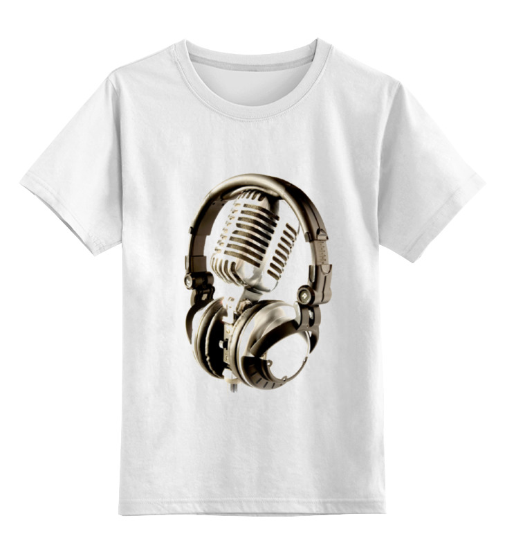 фото Детская футболка printio микрофон & наушники цв.белый р.104