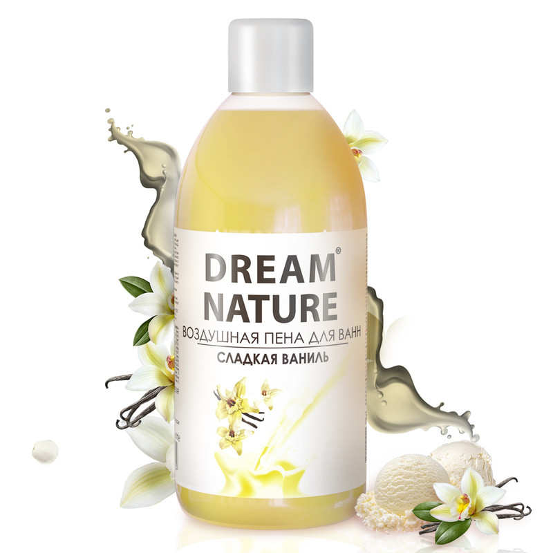 Пена для ванн Сладкая ваниль воздушная с ароматом ванили Dream Nature 1 л