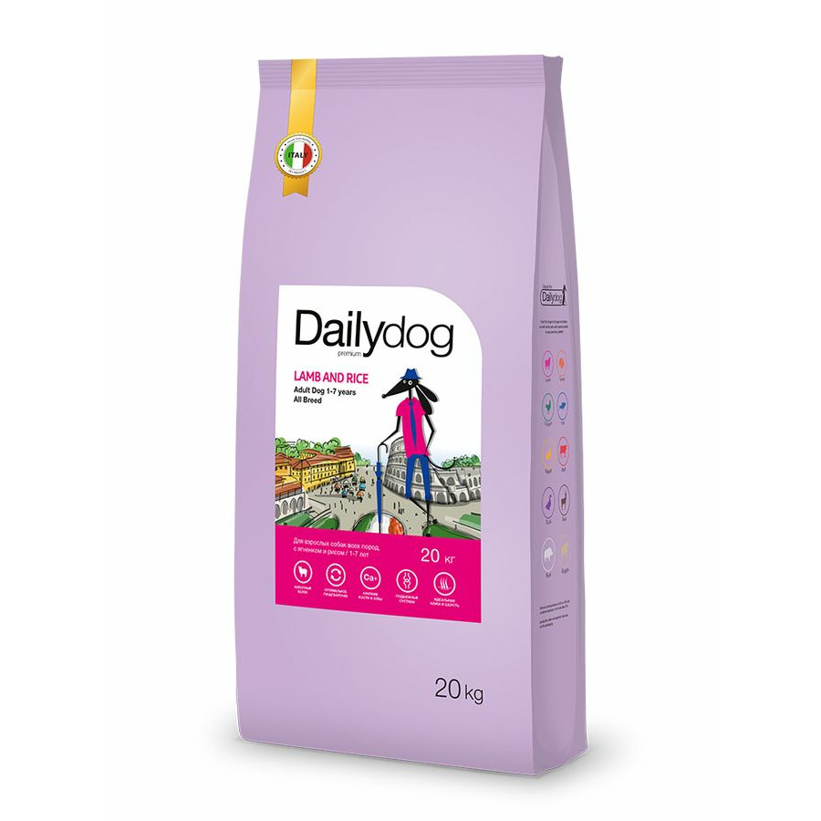 фото Dailydog adult all breed сухой корм для собак всех пород с ягненком и рисом 20 кг