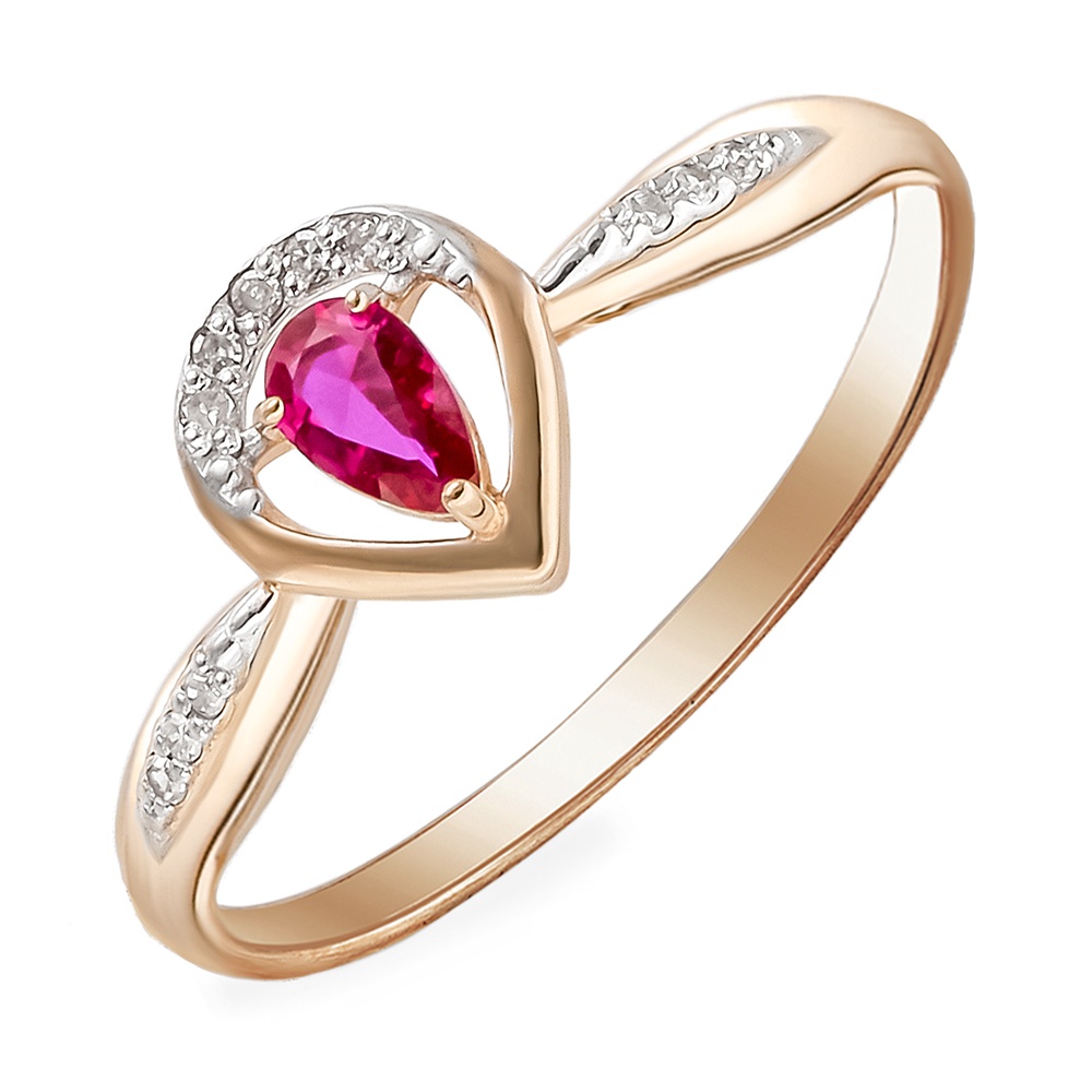 

Кольцо женское из красного золота с рубином, бриллиантом 585Gold 101014164, р, 101014164