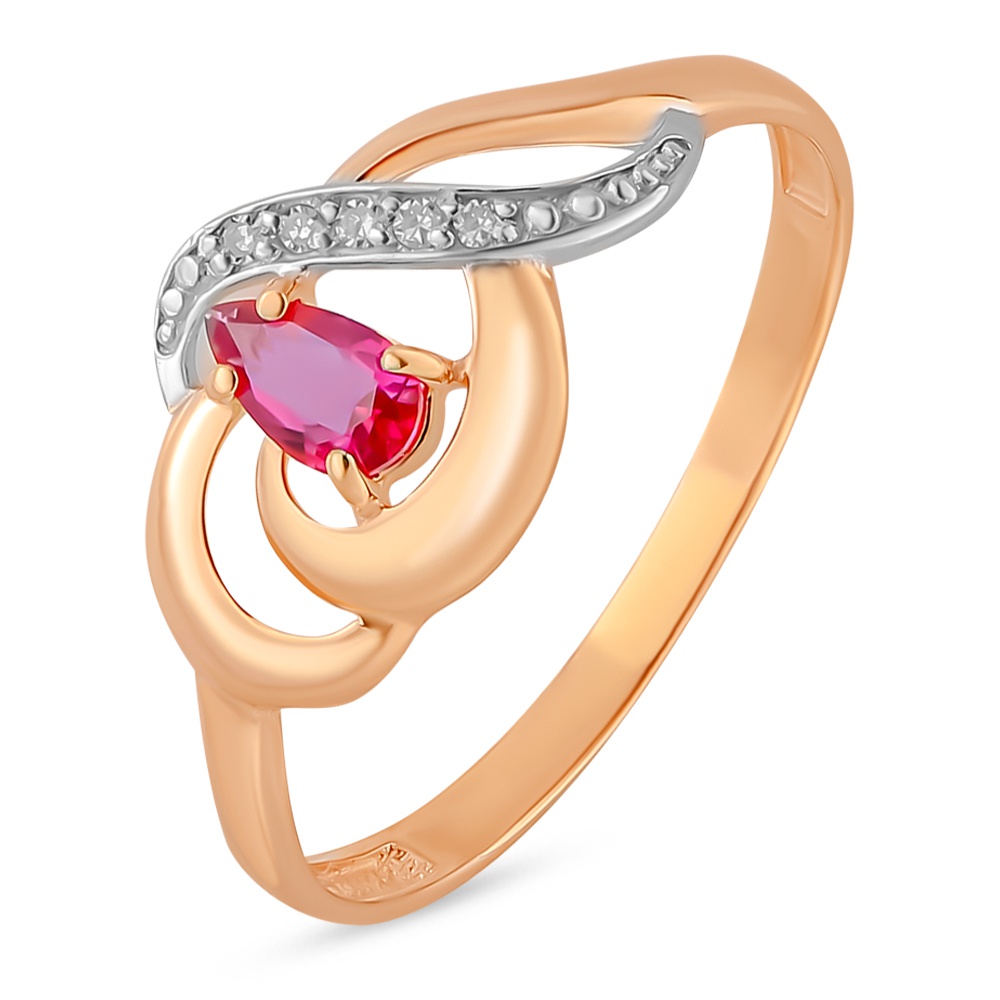 

Кольцо женское из красного золота с рубином, бриллиантом 585Gold 101014152, р, 101014152