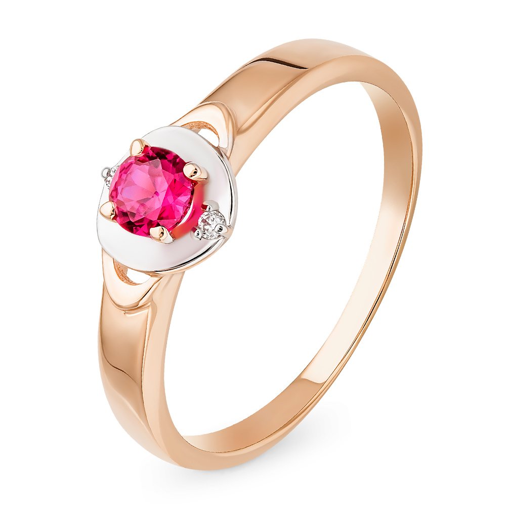 

Кольцо женское из красного золота с рубином, бриллиантом 585Gold 101013224, р, 101013224