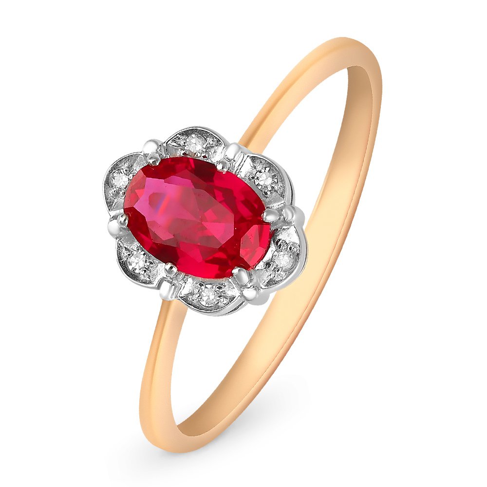 

Кольцо женское из красного золота с рубином, бриллиантом 585Gold 101012648, р. 19, 101012648