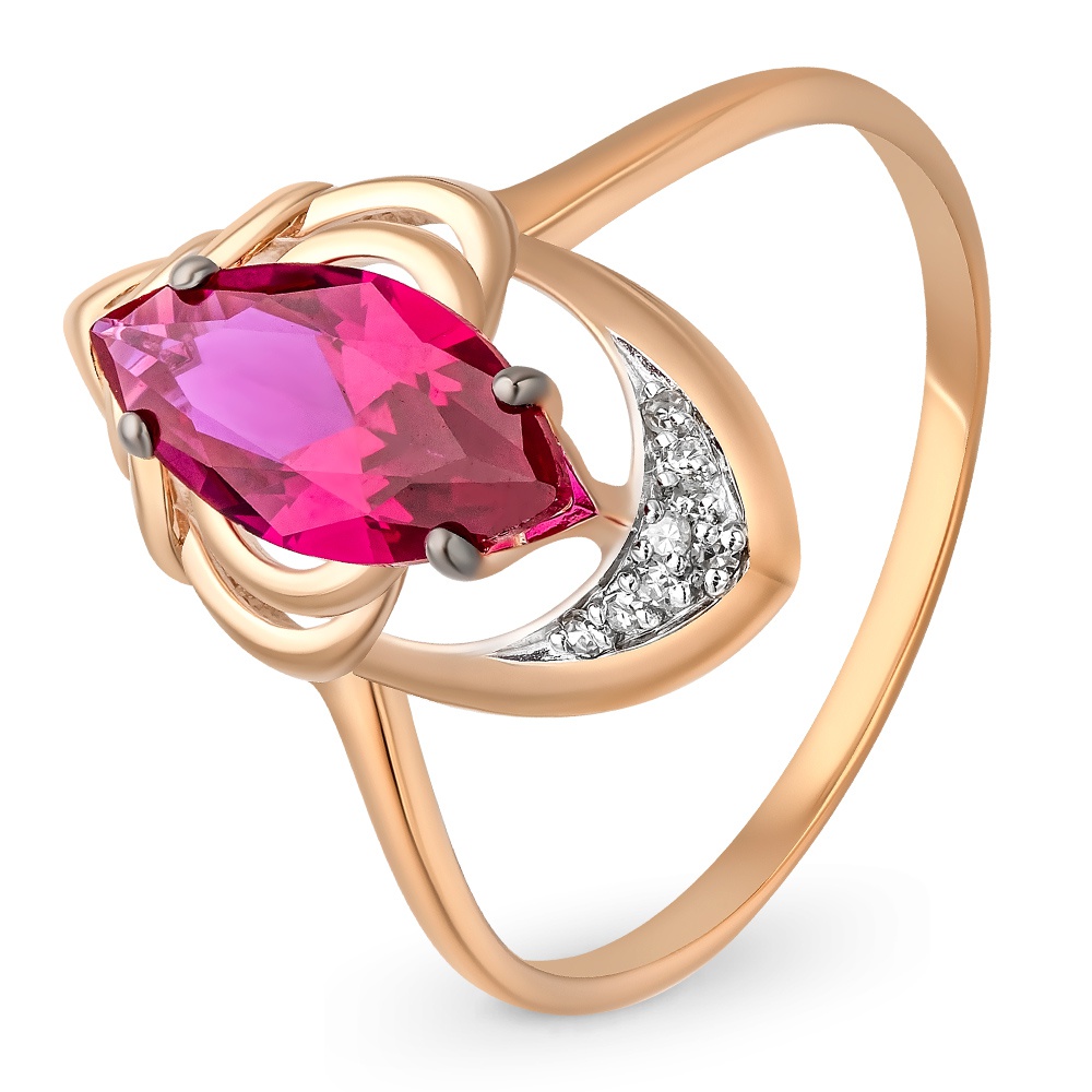 

Кольцо женское из красного золота с рубином, бриллиантом 585Gold 101012272, р, 101012272