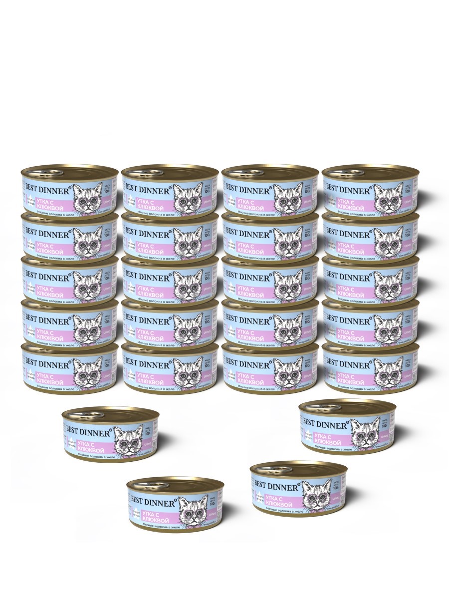 Консервы для кошек Best Dinner Exclusive для профилактики МКБ, утка, клюква, 24 шт по 100г