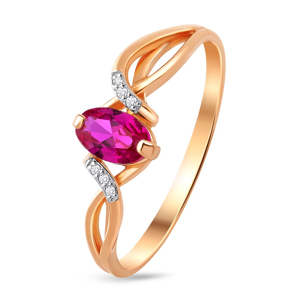 

Кольцо женское из красного золота с рубином, бриллиантом 585Gold 101011209, р, 101011209