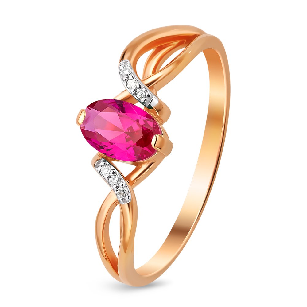 

Кольцо женское из красного золота с рубином, бриллиантом 585Gold 101011209, р. 17, 101011209