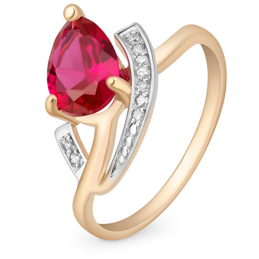 

Кольцо женское из красного золота с рубином, бриллиантом 585Gold 101011149, р. 19, 101011149