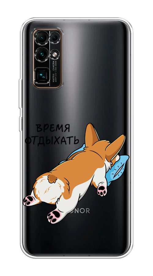 

Чехол на Honor 30 "Корги отдыхает", Черный;коричневый;голубой, 612150-1