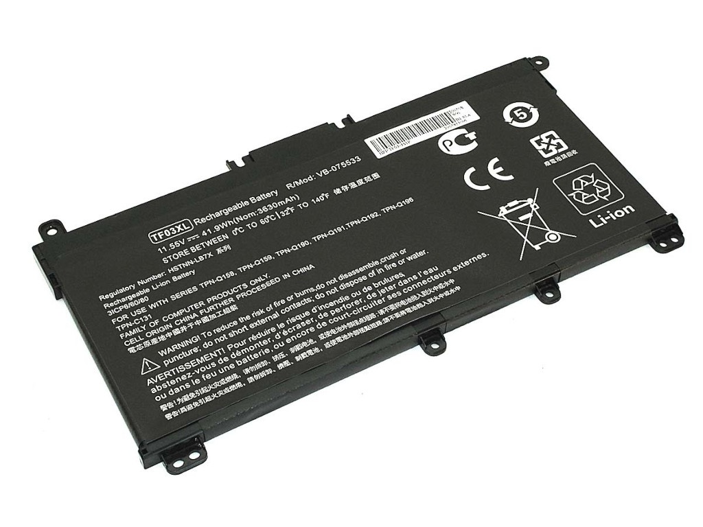 

Аккумулятор Vbparts (схожий с TF03-3S1P) для HP TPN-C131 11.55V 41.9Wh OEM 075533