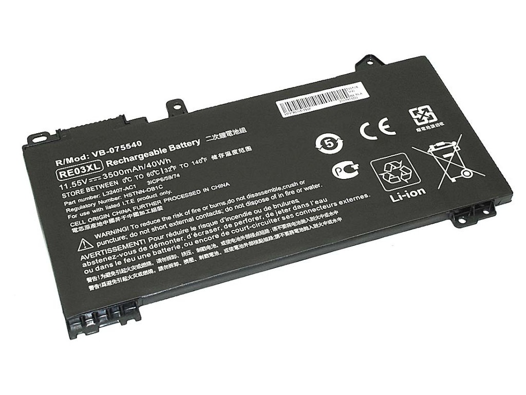 

Аккумулятор Vbparts (схожий с RE03-3S1P для HP ProBook 430 G6 11,55V 3500mAh OEM 075540