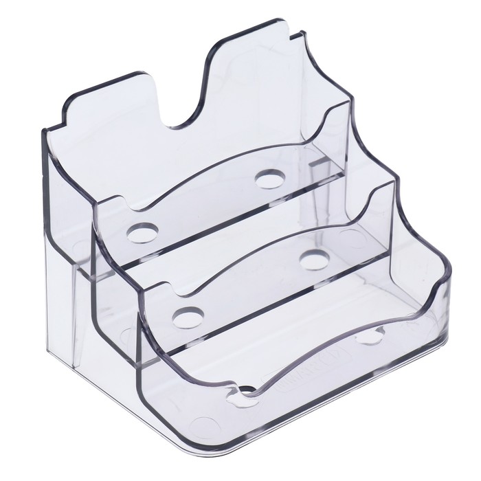 

Подставка для визиток Стамм, 3 отделения, тонированная, серая