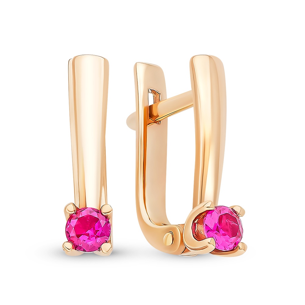 

Серьги из красного золота 585Gold 102007095, рубин искусственный, 102007095