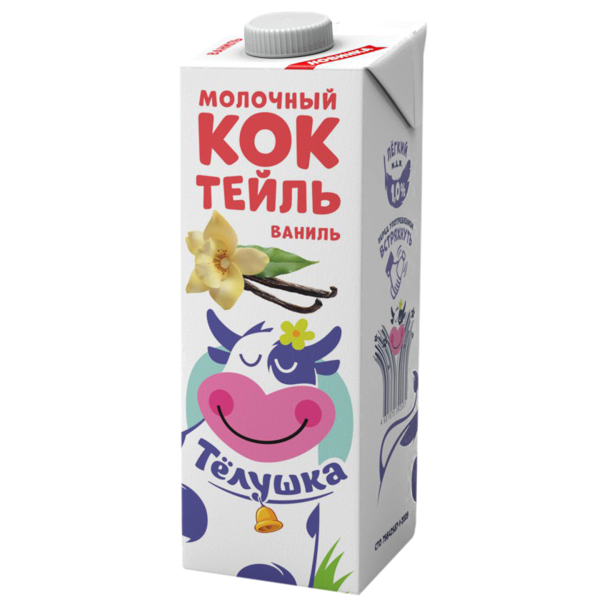Молочный коктейль Тёлушка Ваниль 1% 980 мл