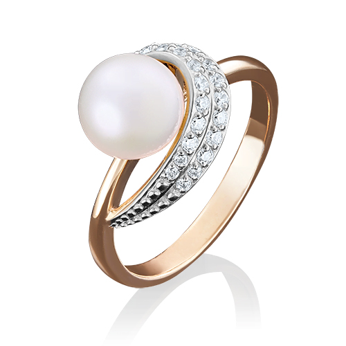 

Кольцо из красного золота с фианитом/жемчугом р. 18 PLATINA jewelry 01-4393-00-302-1110-23, 01-4393-00-302-1110-23