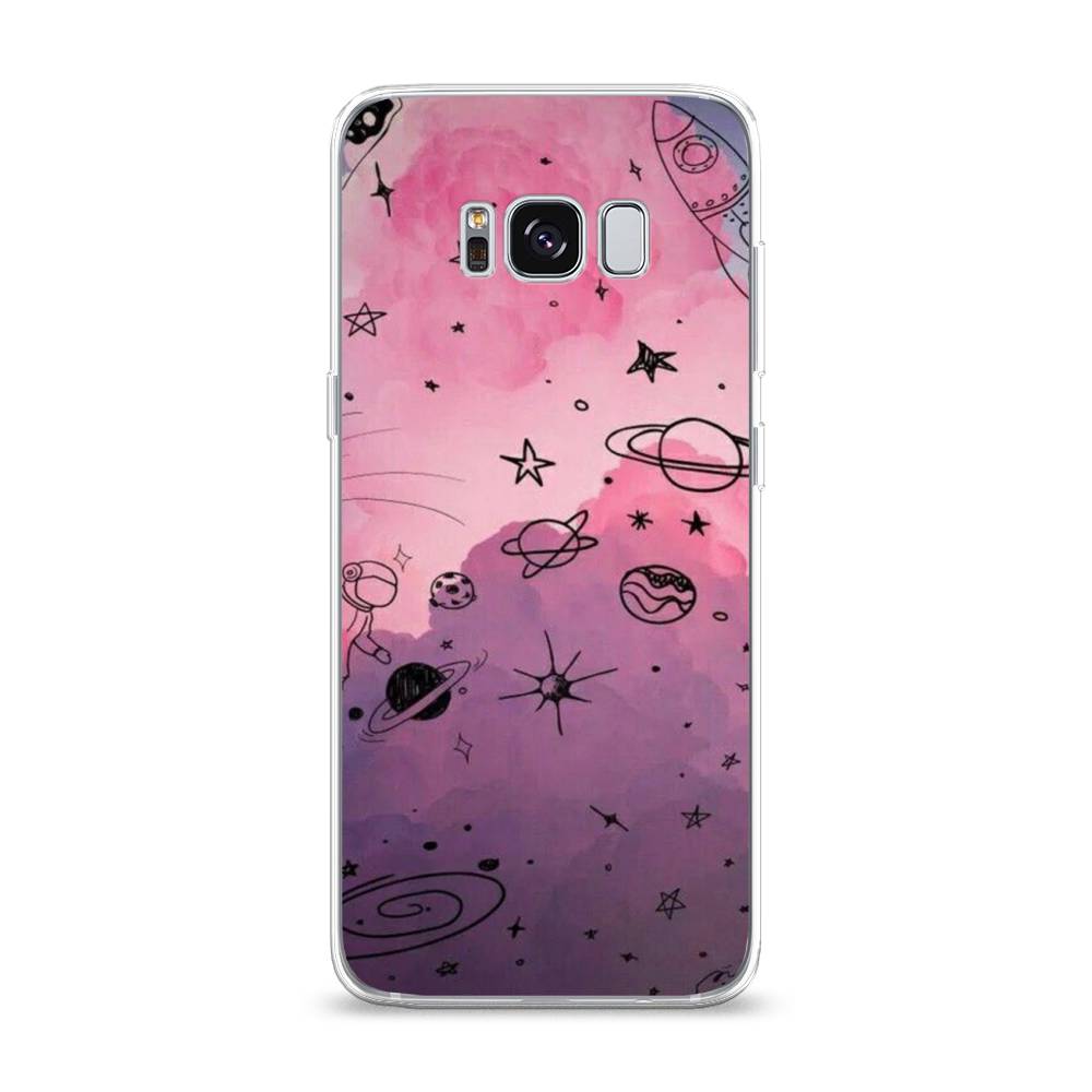 

Чехол Awog на Samsung Galaxy S8 "Радуга планет 3", Черный;розовый, 24750-4