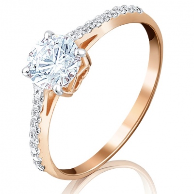 

Кольцо из красного золота с фианитом р. 15,5 PLATINA jewelry 01-4294-00-501-1110-38, 01-4294-00-501-1110-38