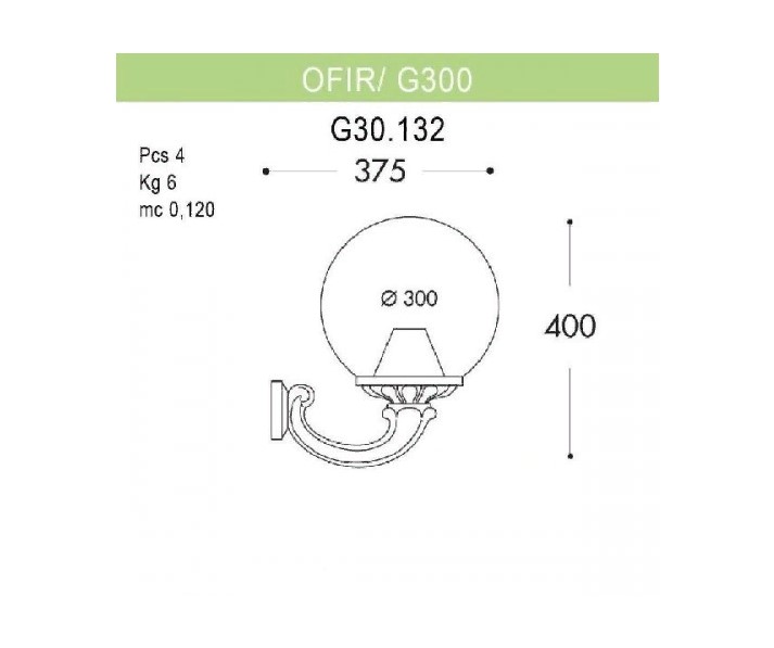 

Настенный светильник уличный Fumagalli Globe 300 G30.132.000.BYE27