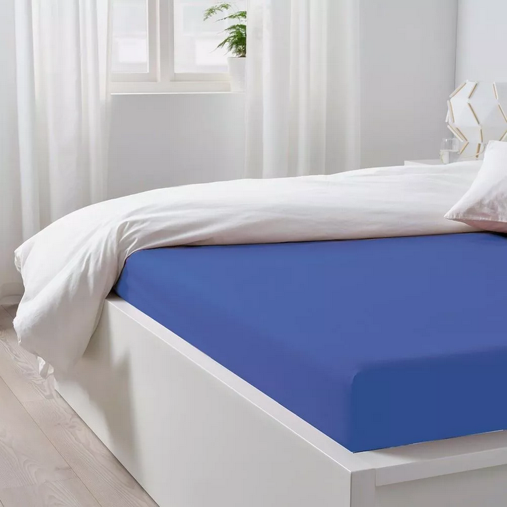 фото Простынь на резинке 90*200*20 "синий", трикотаж постель-виктория