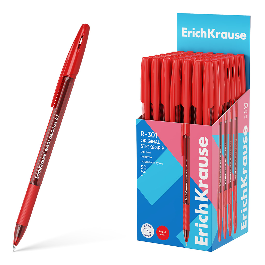 

Ручка шариковая EK R-301 Stick&Grip Original 60974 цвет красный в коробке по 50 штук