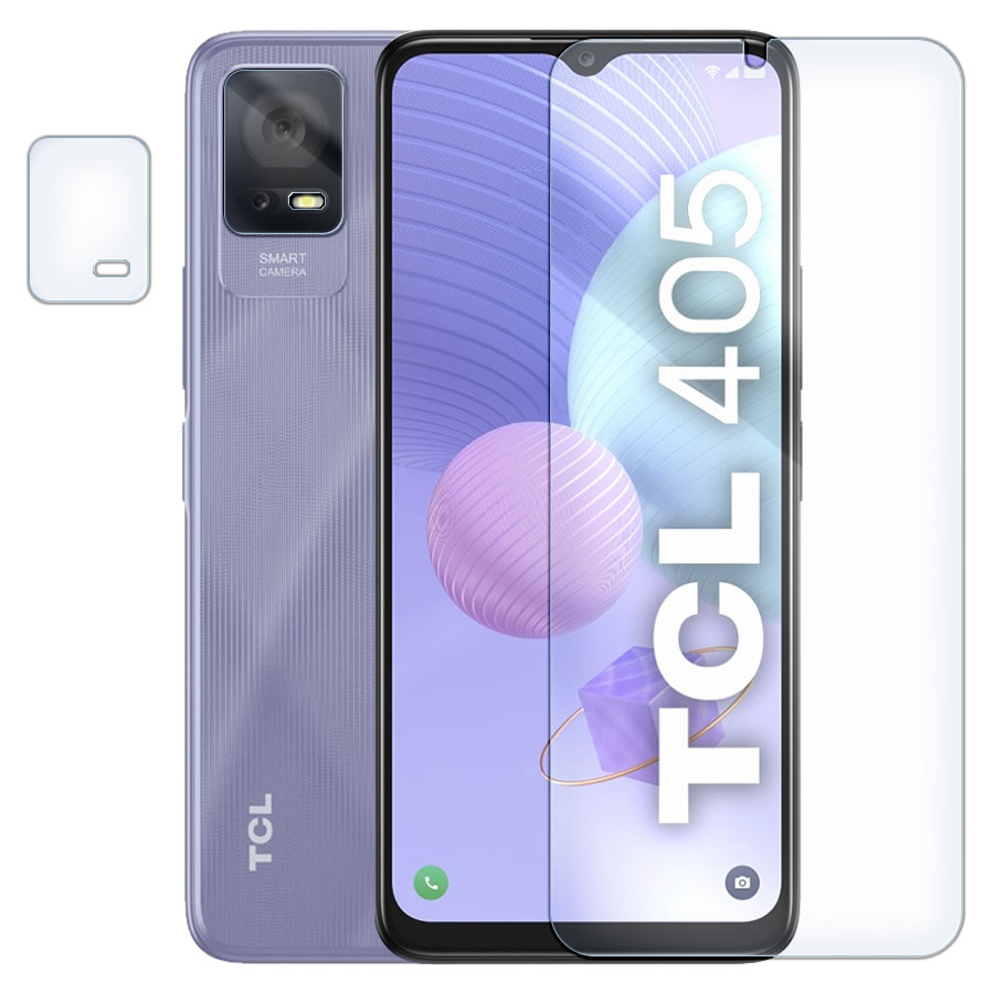 

Стекло защитное гибридное Krutoff для TCL 405 + защита камеры (2 шт.)
