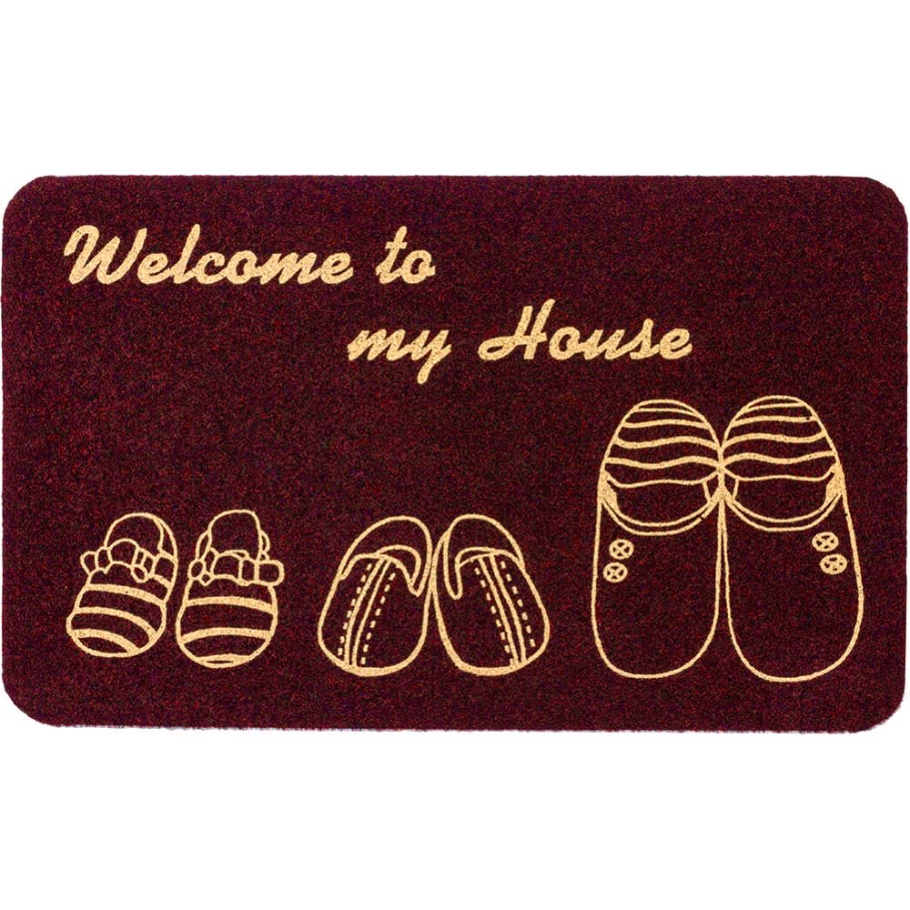 Коврик придверный Merali TCLR/W влаговпитывающий нетканый велюровый 50х80 см красный