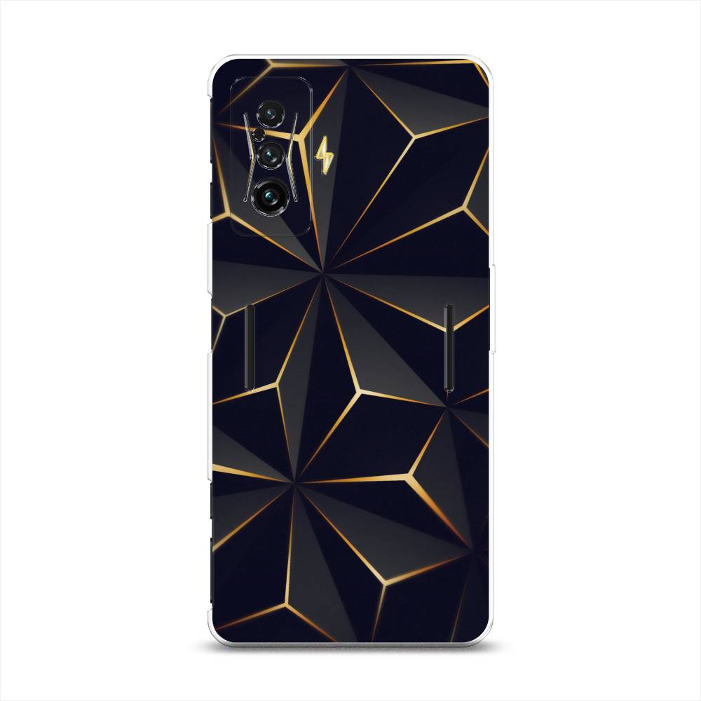 

Чехол на Xiaomi Redmi K50 GE "Черные полигоны", Золотистый;черный, 314950-3