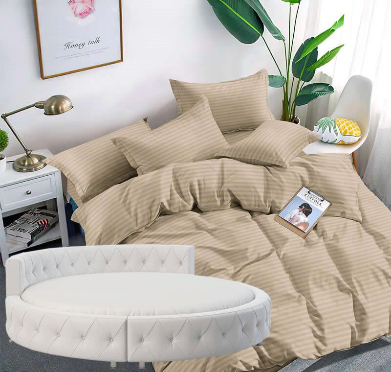 

Простыня Maktex круглая из страйп сатина на резинке 220x220x20 Миндаль 1х1, круглая из страйп-сатина на резинке 200 х 200 х 30