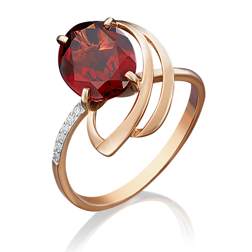 

Кольцо из золота р. 18 PLATINA jewelry 01-4779-00-210-1110-46, фианит\гранат, 01-4779-00-210-1110-46