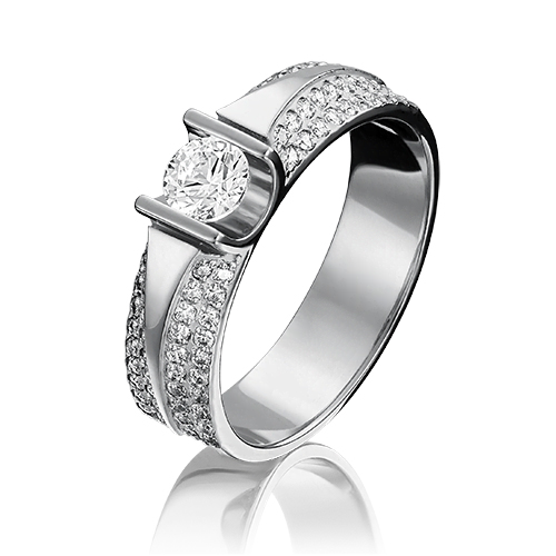 Кольцо из белого золота с фианитом р. 19 PLATINA jewelry 01-1275-00-502-1120-38