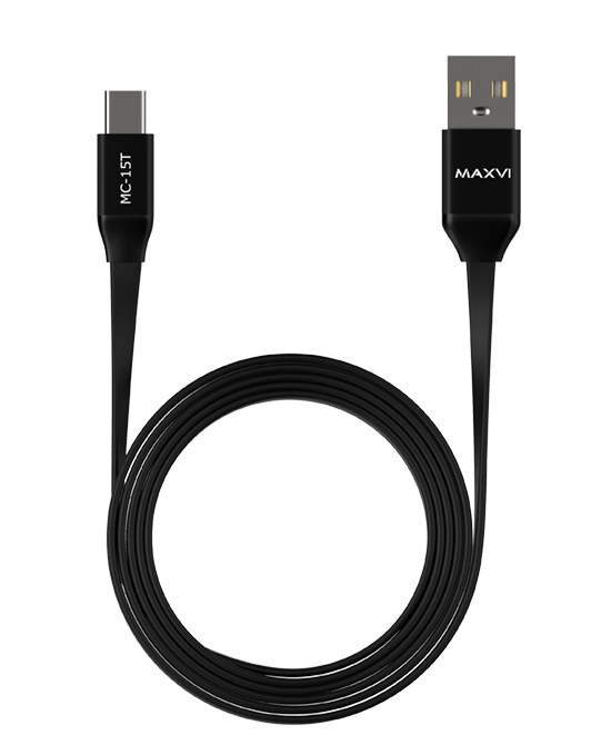 Кабель Maxvi MC-15T USB Type-C - USB 1 м, черный